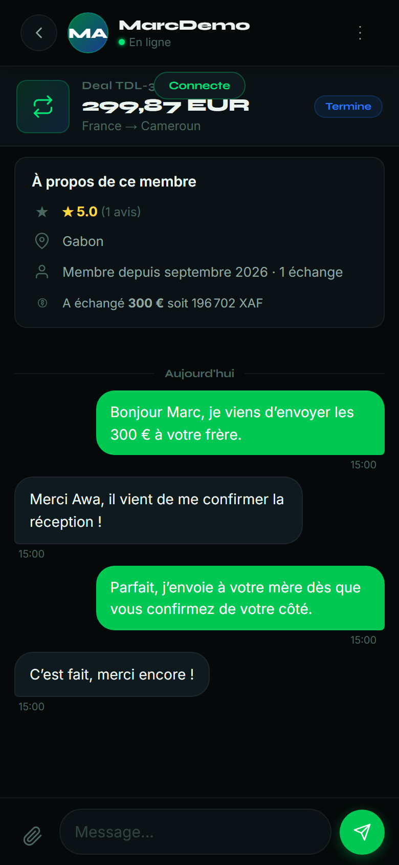 Une conversation entre deux membres